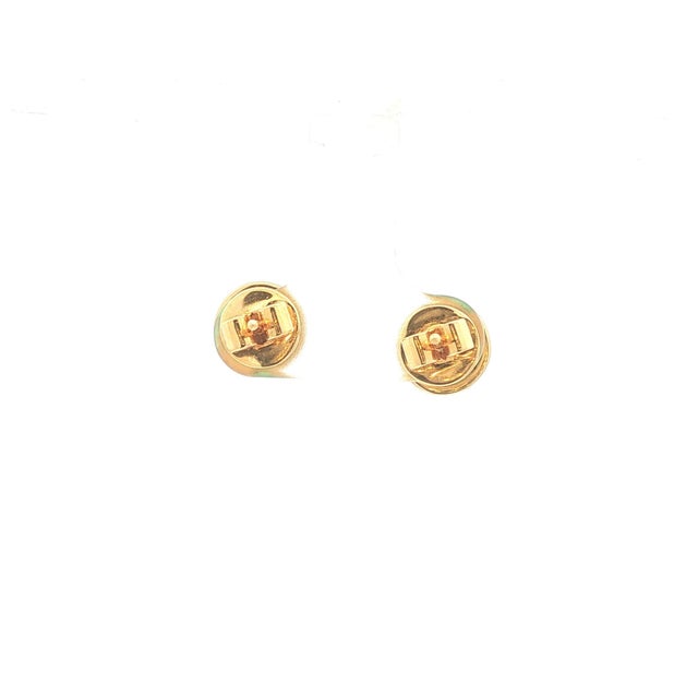 Contemporary Diamond and Emerald Checkerboard Stud Earrings, A Pair For Sale - Image 3 of 3
