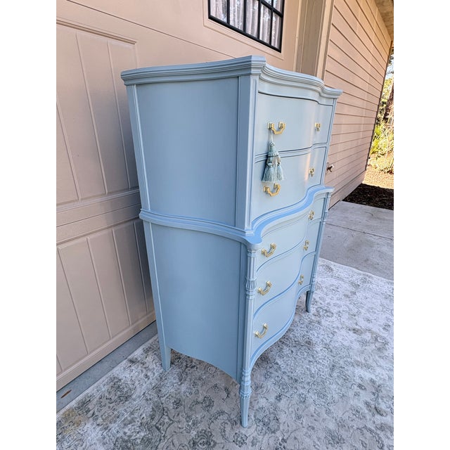 Traditional Vintage Tall Chest on Chest White Furniture Co. Chest of Drawers For Sale - Image 3 of 12