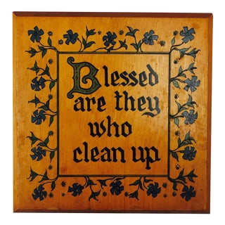 Vintage Wooden Hanging Sign For Sale
