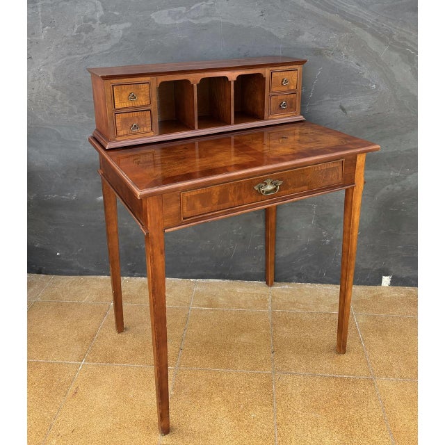 French Louis XVI Style Writing Desk with Gallery, 1930s For Sale - Image 3 of 11
