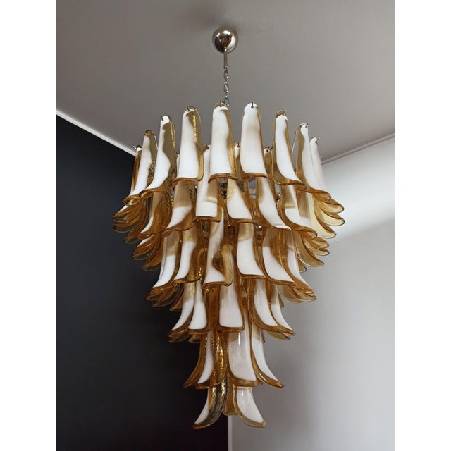 Vintage Italian Murano Chandelier with Caramel Glass Petals in the style of Mazzega, 1990 For Sale - Image 4 of 17