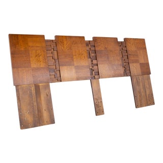Lane Brutalist Mid Century Walnut King Headboard For Sale