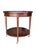 Neoclassical Vintage Mahogany Two-Tier Side Table | Bookmatched Starburst Top | Fluted Legs | Brass Caster Feet For Sale - Image 3 of 11
