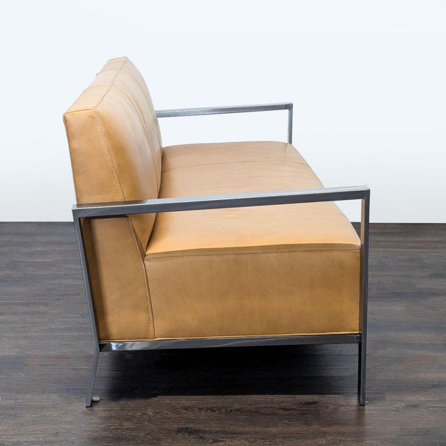 Room & Board Room & Board Zinc Modern 3-Seat Camel Leather Sofa With Metal Frame For Sale - Image 4 of 10
