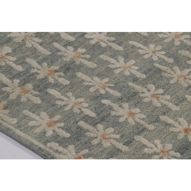 2010s Rug & Kilim’s Block Print Rug Design in Brown With Gray Floral Motifs For Sale - Image 5 of 8