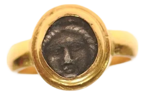 22K Gold Ring with Silver Dibol of Apollo, Size 4.75