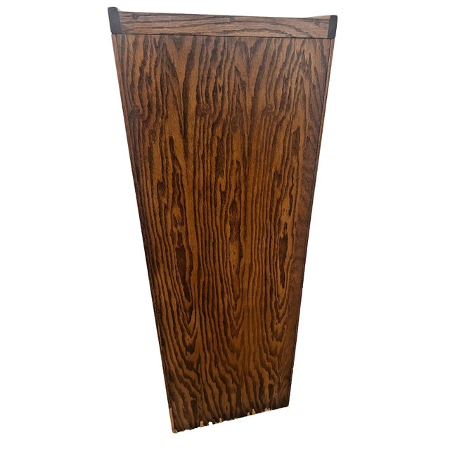 Vintage Dark Tiger Oak File Cabinet Four Locking Drawers, Paneled Sides Legal For Sale - Image 11 of 11