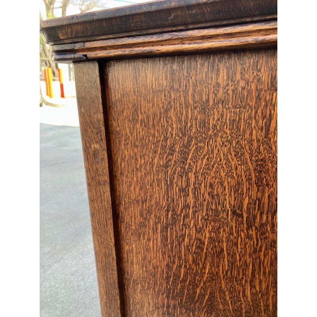 1920s Antique Tiger Oak Four Drawer Dresser W/ Mirror For Sale - Image 5 of 5