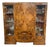 Art Deco Sideboard in Burl Wood with Hand-Frosted Glass Depicting Female Figures and Bakelite Handles, 1940s For Sale