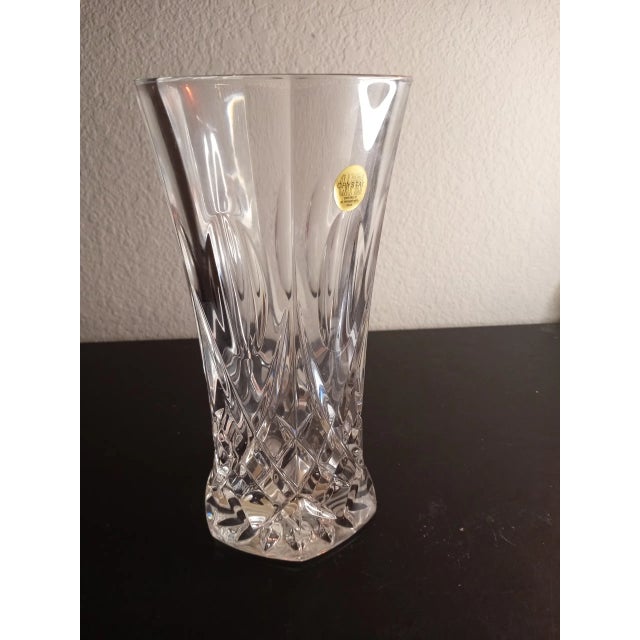Capri Crystal Italy Clear Crystal Vase For Sale - Image 9 of 10