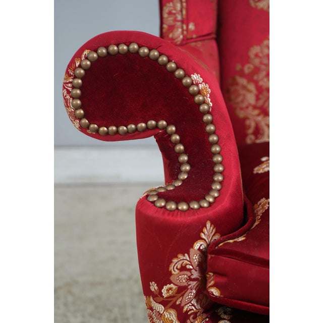 Wood Pair Kindel Winterthur Mahogany Wing Chairs For Sale - Image 7 of 18