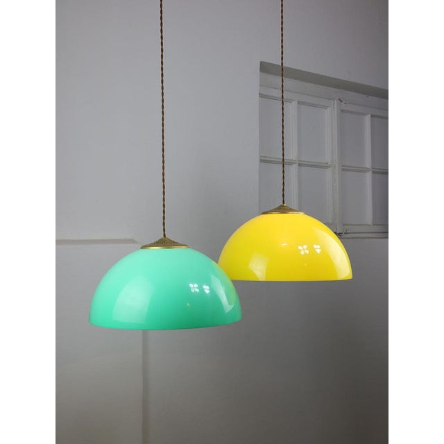 Mid-Century Italian Brass and Acrylic Glass Pendant Lamp For Sale - Image 9 of 18