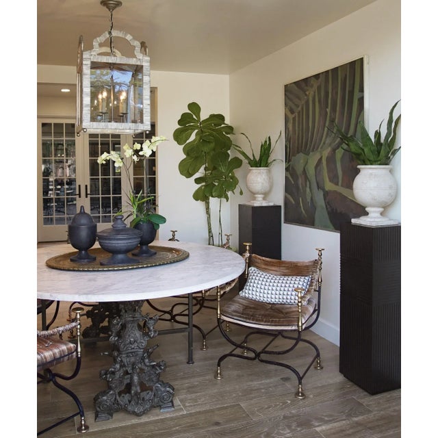Metal Mid-Century Spanish-Regency Style Iron and Marble Dining Table, Made in Italy For Sale - Image 7 of 9
