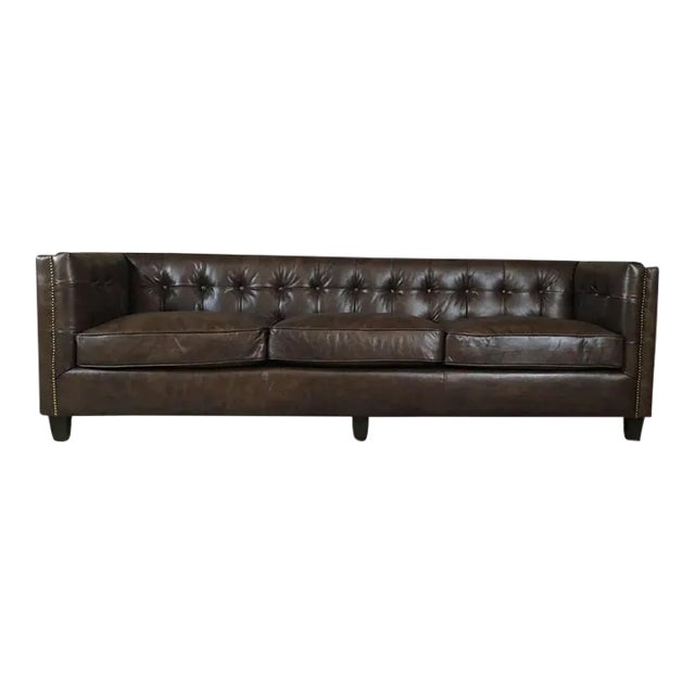 Lancaster Distressed Whiskey Leather Sofa For Sale