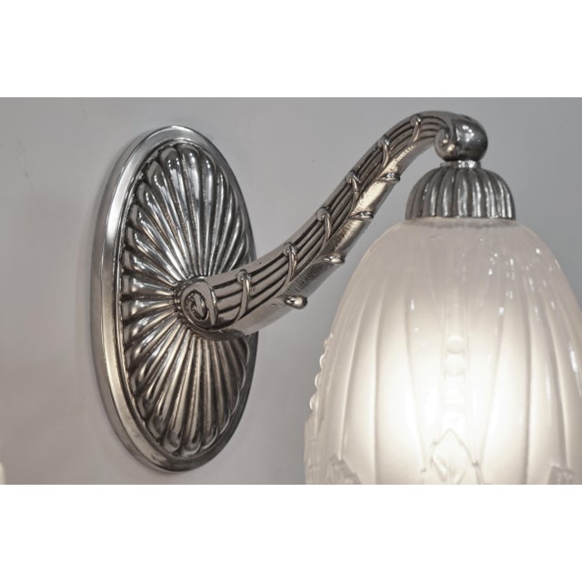 1920s French Art Deco Wall Sconces by Hettier Et Vincent & Baccarat France - a Pair For Sale - Image 9 of 13
