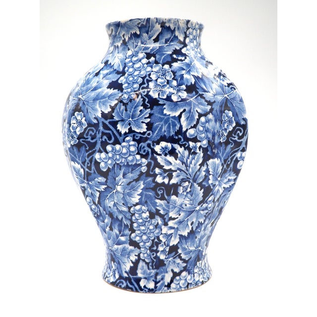 Antique Art Nouveau Blue Flintware Vase Grape for Rörstrand, Sweden, 1920s For Sale - Image 3 of 12