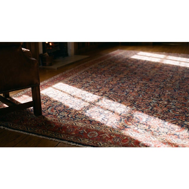 Textile Spectacular Navy Blue and Red Color With Florid and Symmetric Design Antique N W Persian Rug For Sale - Image 7 of 8