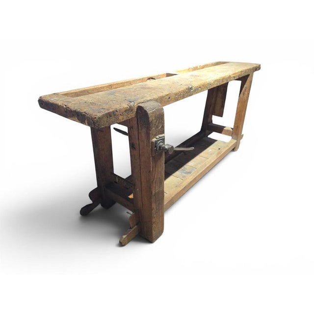 Antique Wooden Carpenters Workbench with Original Patina, 1890 For Sale - Image 6 of 14