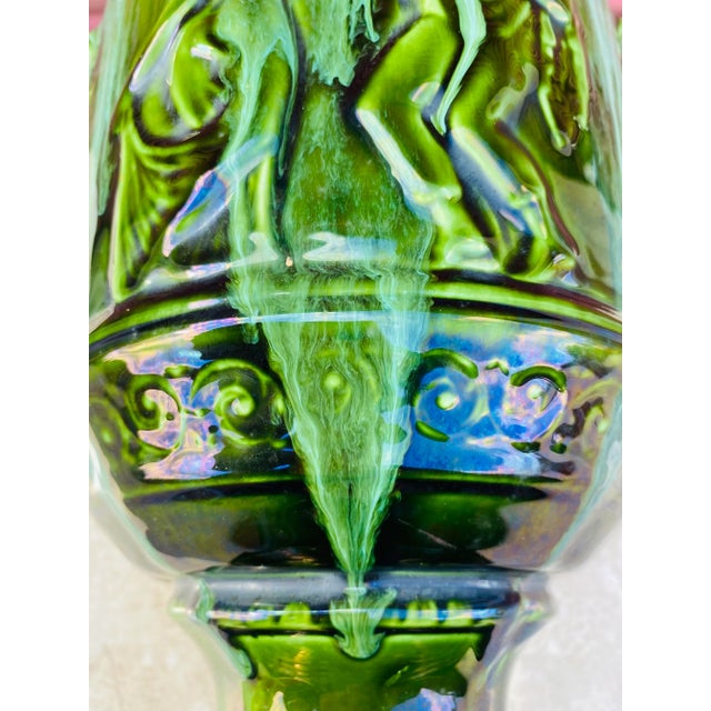 Ceramic Vintage Large Majolica Classical Figaro Vase. For Sale - Image 7 of 10