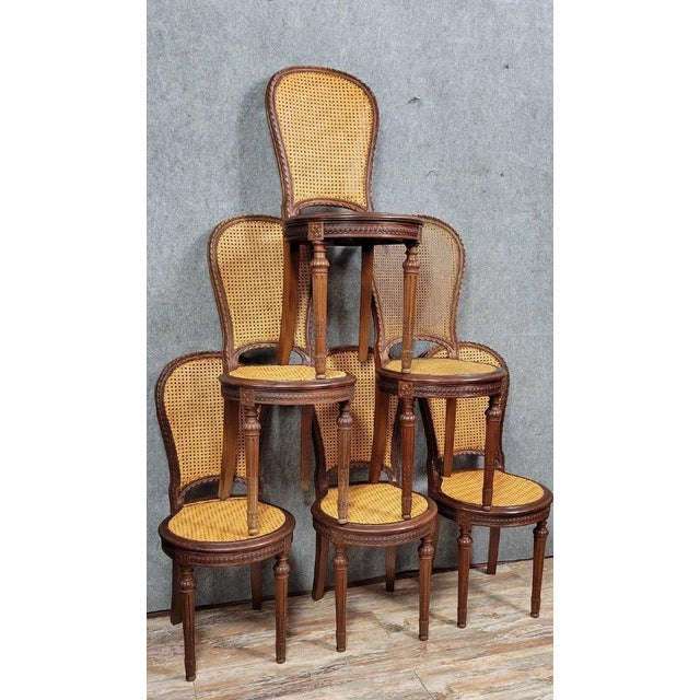 Louis XVI Style Mahogany Racket Chairs, Set of 6 For Sale - Image 3 of 9