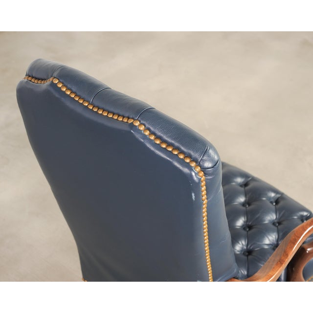 English Regency Style Tufted Leather Executive Office Chair For Sale - Image 11 of 18