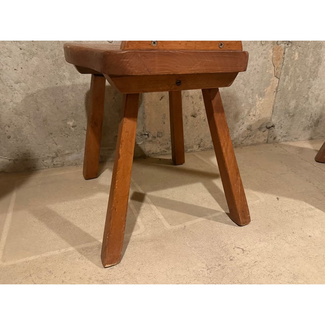 Set of 6 Vintage Alpine Bavarian Heart-Cutout Plank Chairs (Brettstuhl)(Tyrolean) For Sale - Image 6 of 8