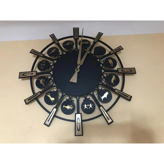 Metal Zodiac Wall Clock, Germany, 1970s For Sale - Image 12 of 15