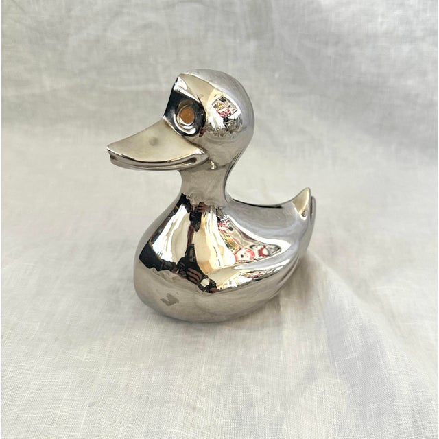 Shabby Chic Leonard Silver Plate Duck Piggy Bank For Sale - Image 3 of 6