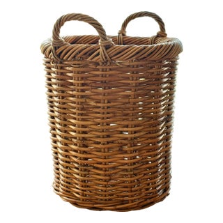Large English Woven Wicker Basket For Sale