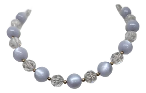 Vintage 1950s Signed Napier Single Strand Grey Moonglow Beaded Necklace