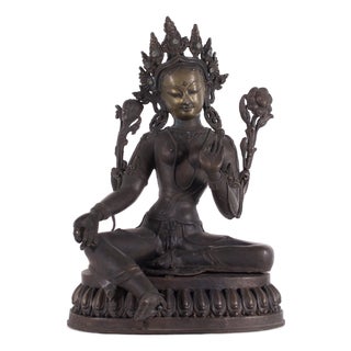 19th Century Nepalese Female Deity Sculpture in Copper Alloy For Sale
