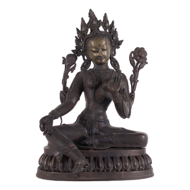 19th Century Nepalese Female Deity Sculpture in Copper Alloy For Sale