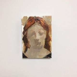 Figure IV by Yushi Dangami | Oil on canvas painting of a figure with red hair and a neutral expression. For Sale