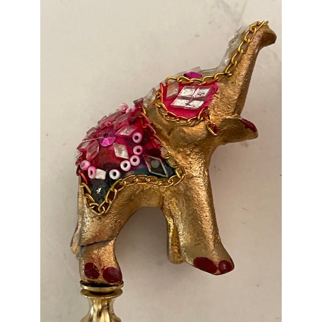 1960s Bejeweled Elephant Figurines LSMP Finials - a Pair For Sale - Image 4 of 4
