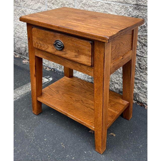 Broyhill Broyhill Attic Heirlooms Farmhouse Oak Side Table For Sale - Image 4 of 12