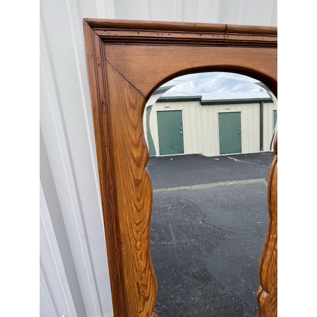 Wood Full Length Antique Beveled Glass Mirror in Aged Oak Frame For Sale - Image 7 of 12