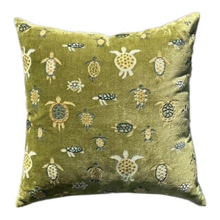 Vintage Boho Velvet Turtle Throw Pillow For Sale