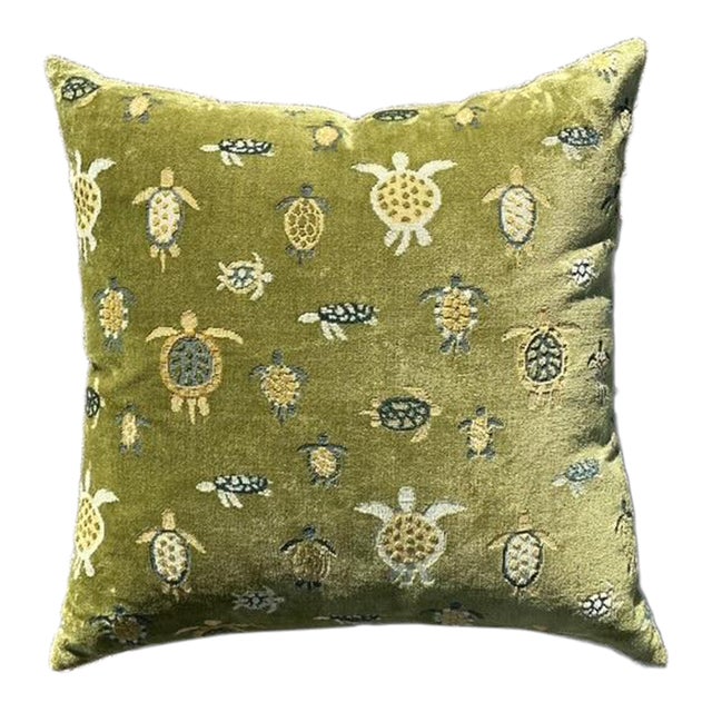 Vintage Boho Velvet Turtle Throw Pillow For Sale