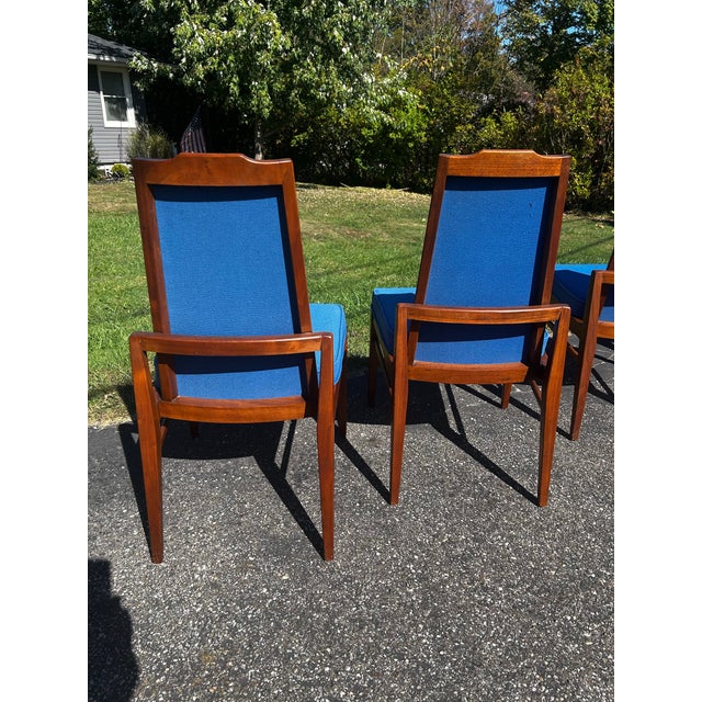 Dillingham Mid Century Dillingham Walnut High Back Dining Chairs Set of 4 For Sale - Image 4 of 10