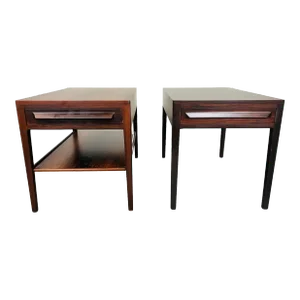 Pair of Arne Vodder Style Scandinavian Rosewood Single Drawer Side Tables