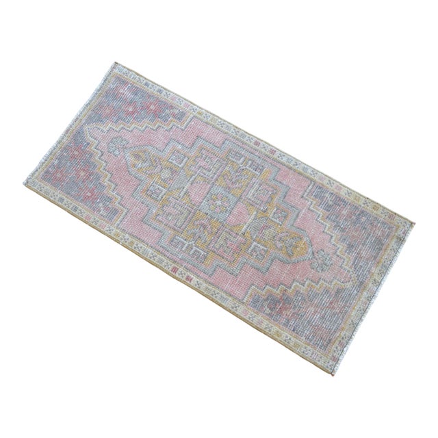 Hand Knotted Door Mat, Entryway Rug, Bath Mat, Kitchen Decor, Small Rug, Turkish Rug - 1′6″ × 3′1″ For Sale