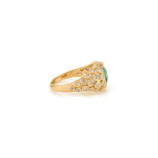 Not Yet Made - Made To Order VRJewels 1930s Vinatge Inspired 18k Gold Emerald Diamond Bombe Ring Size 7 For Sale - Image 5 of 11