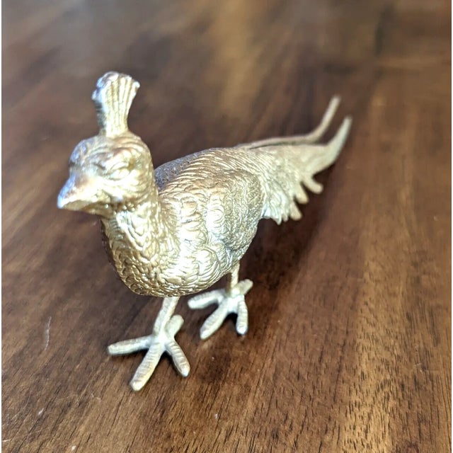 Mid Century Italian Cast Metal Peacock Menu Holder Statuette Figurine For Sale - Image 11 of 12