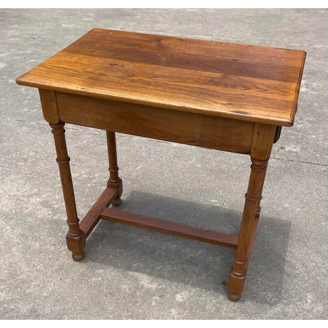 Brown Antique Pine Side Table With Drawer and Pegged Construction For Sale - Image 8 of 12