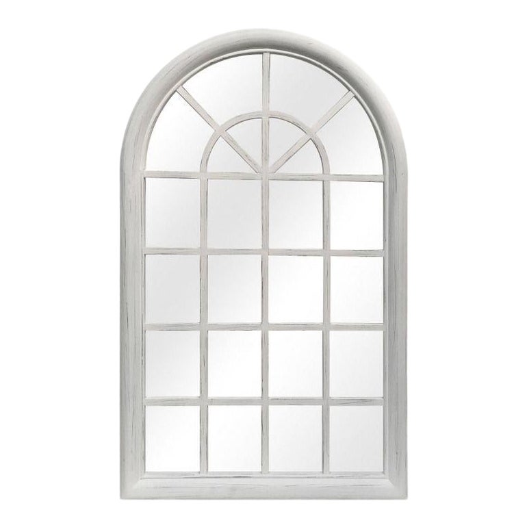 Distressed White Solid Wood Window Pane Mirror Chairish