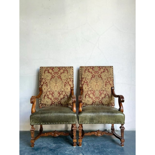 Late 20th Century Vintage Boho Lillian August Throne Chairs - A Pair For Sale - Image 5 of 11