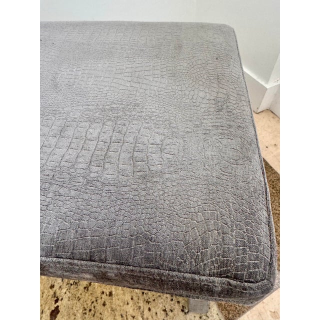 Pair of Early 2000s Faux Crocodile X-Base Benches With Nailhead Trim For Sale - Image 10 of 10