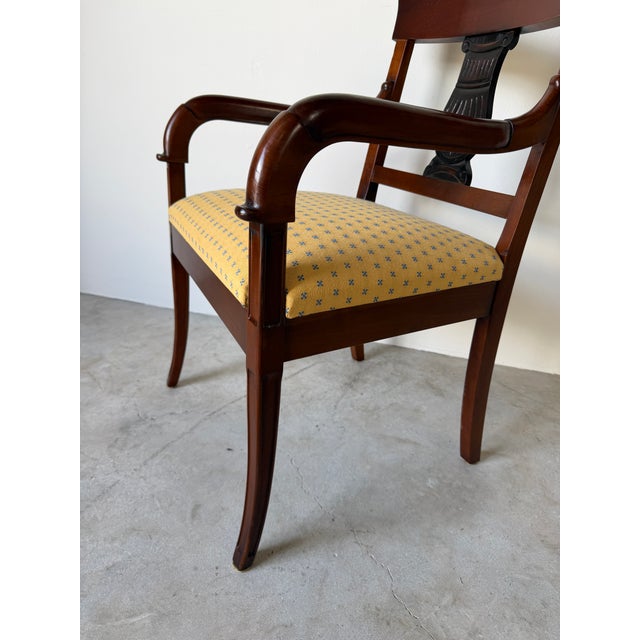 Vintage Hollywood Regency Neoclassical Style Mahogany Armchair For Sale - Image 9 of 12