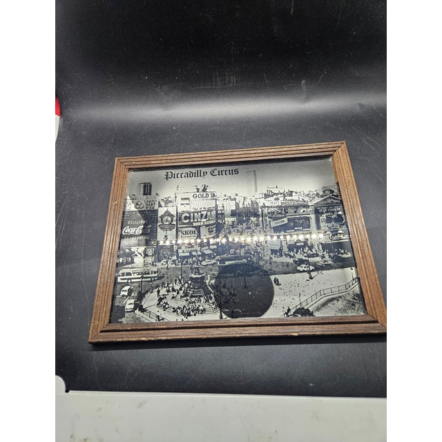 Piccadilly Circus London Mirror Wood Framed Ad Bar Pub Sign Vintage For Sale - Image 4 of 4