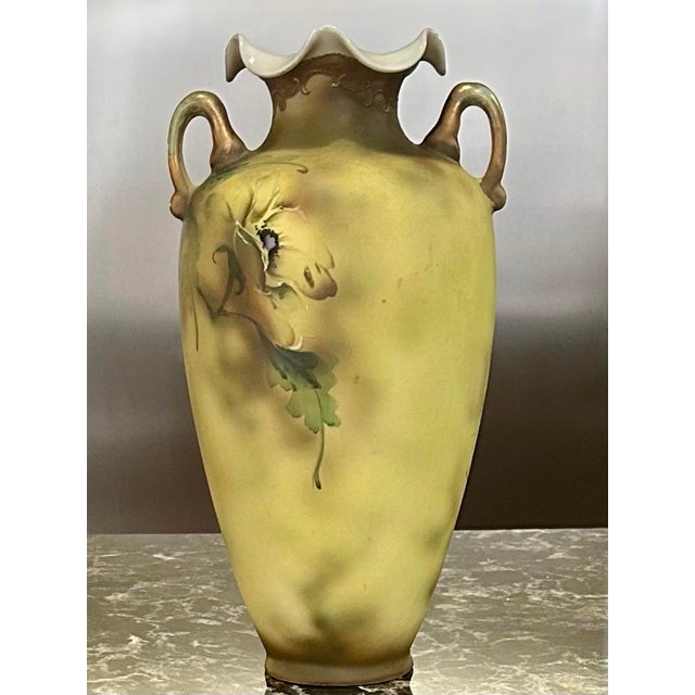 Antique, Hand-Painted, Royal Nippon Nishiki Porcelain Vase With Gilded Accents and a Ruffled Lip, Limited Edition 42/783, Trade Mark 36163, C1900’s For Sale - Image 4 of 12